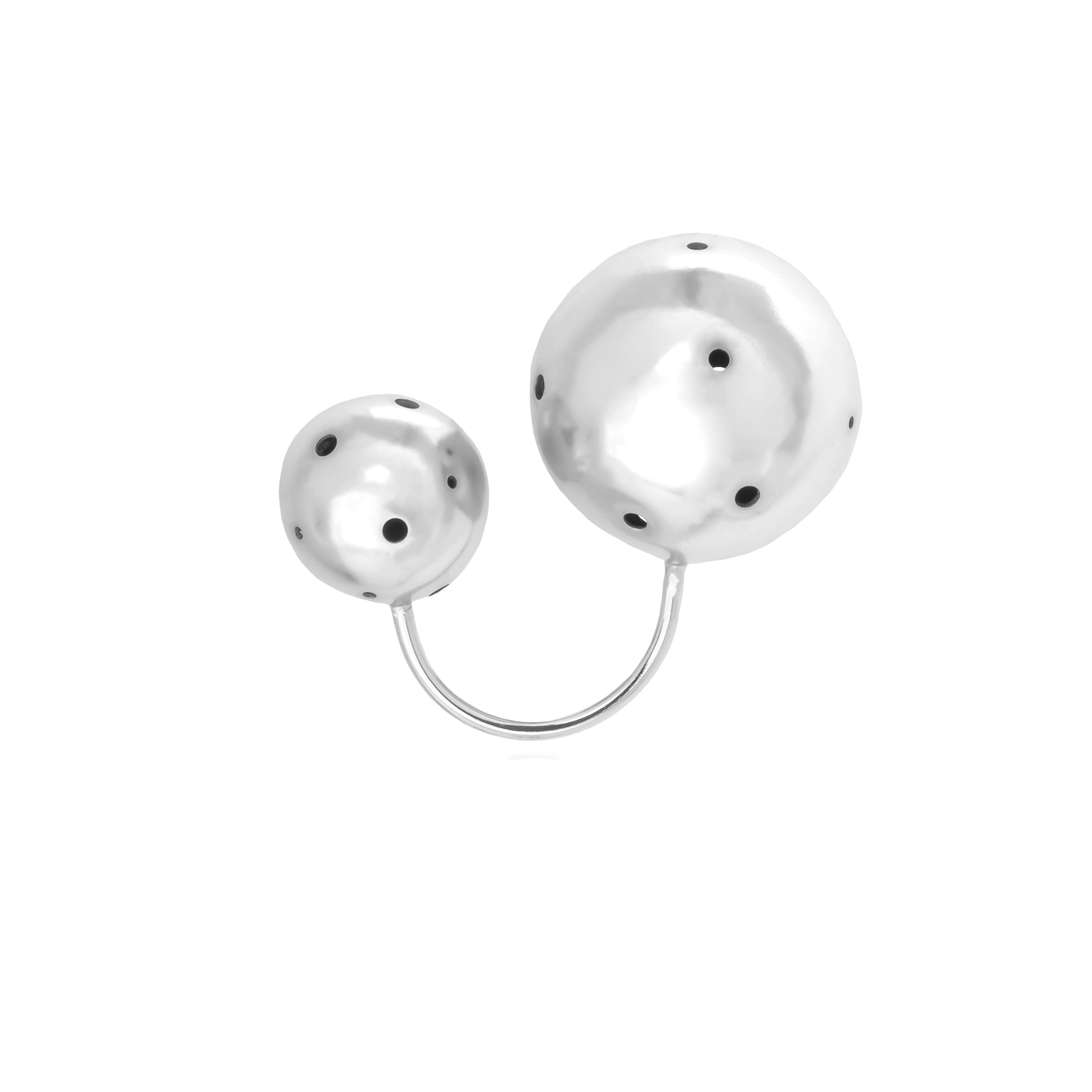 BIG BUBBLE RING & EARCUFF SILVER