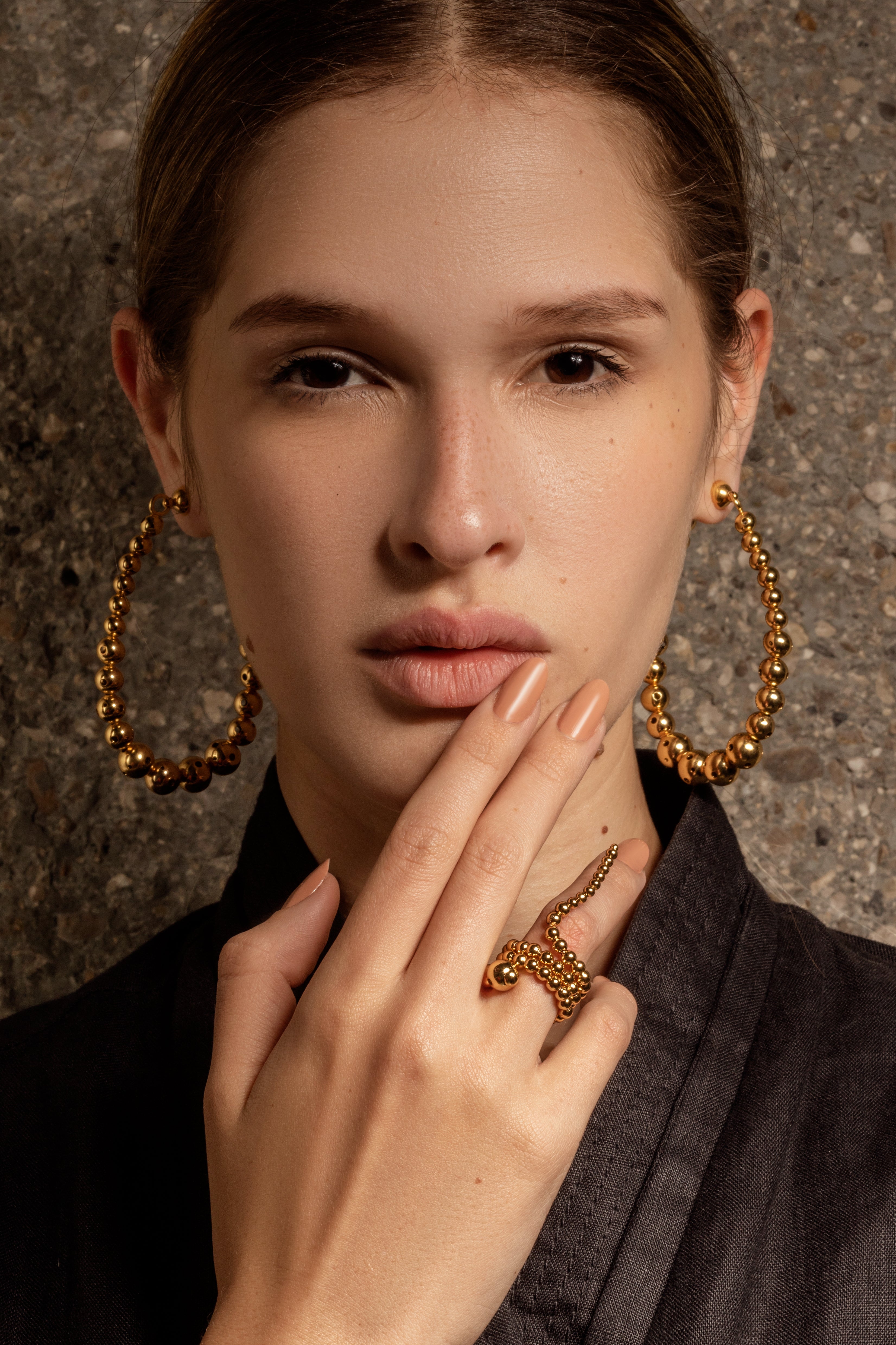 CLASSIC SET (MAGDALENA HOOPS + TRIPLE ADRIAN RING)