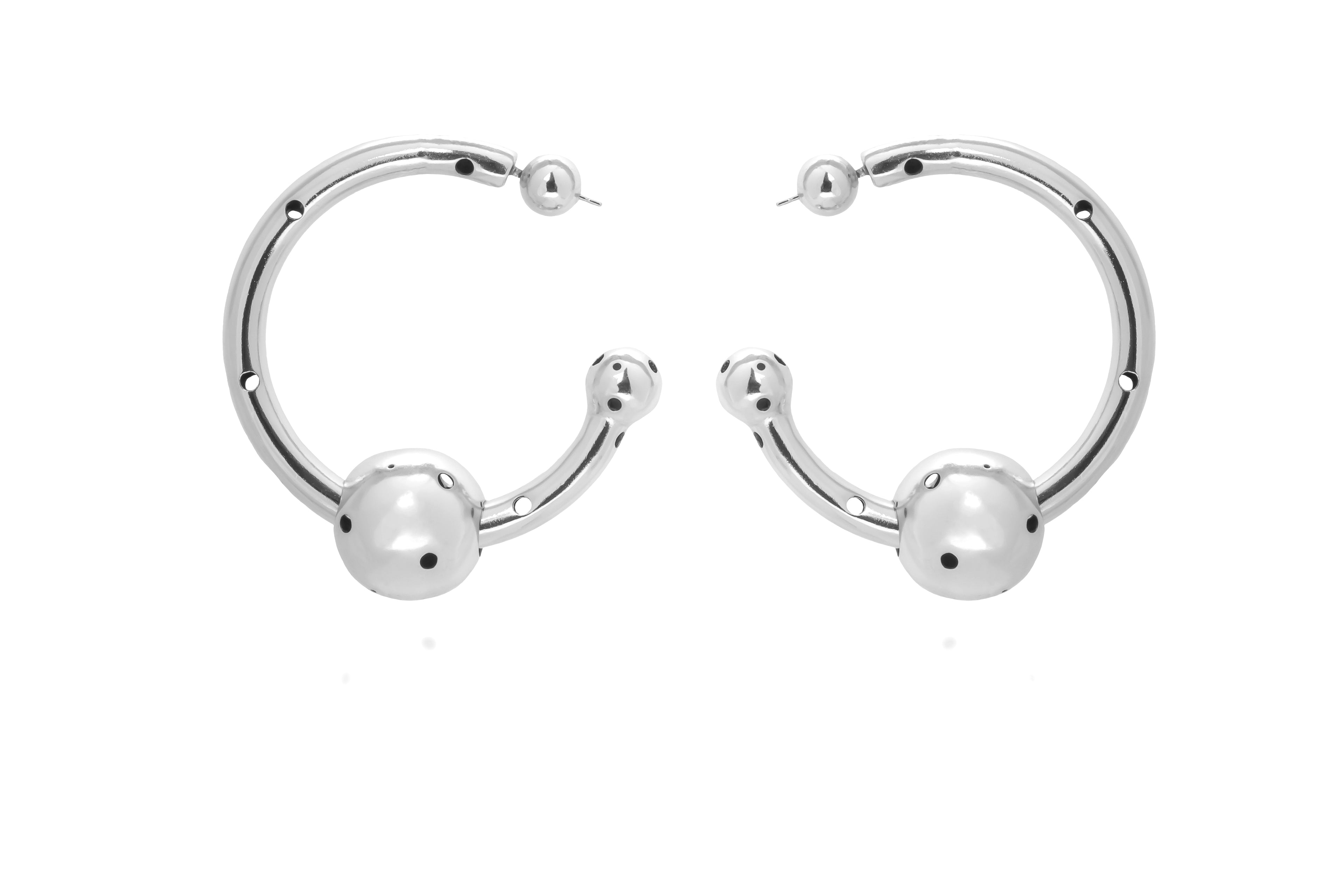 MEDIUM BUBBLE TUBE HOOPS / NECKLACE SILVER