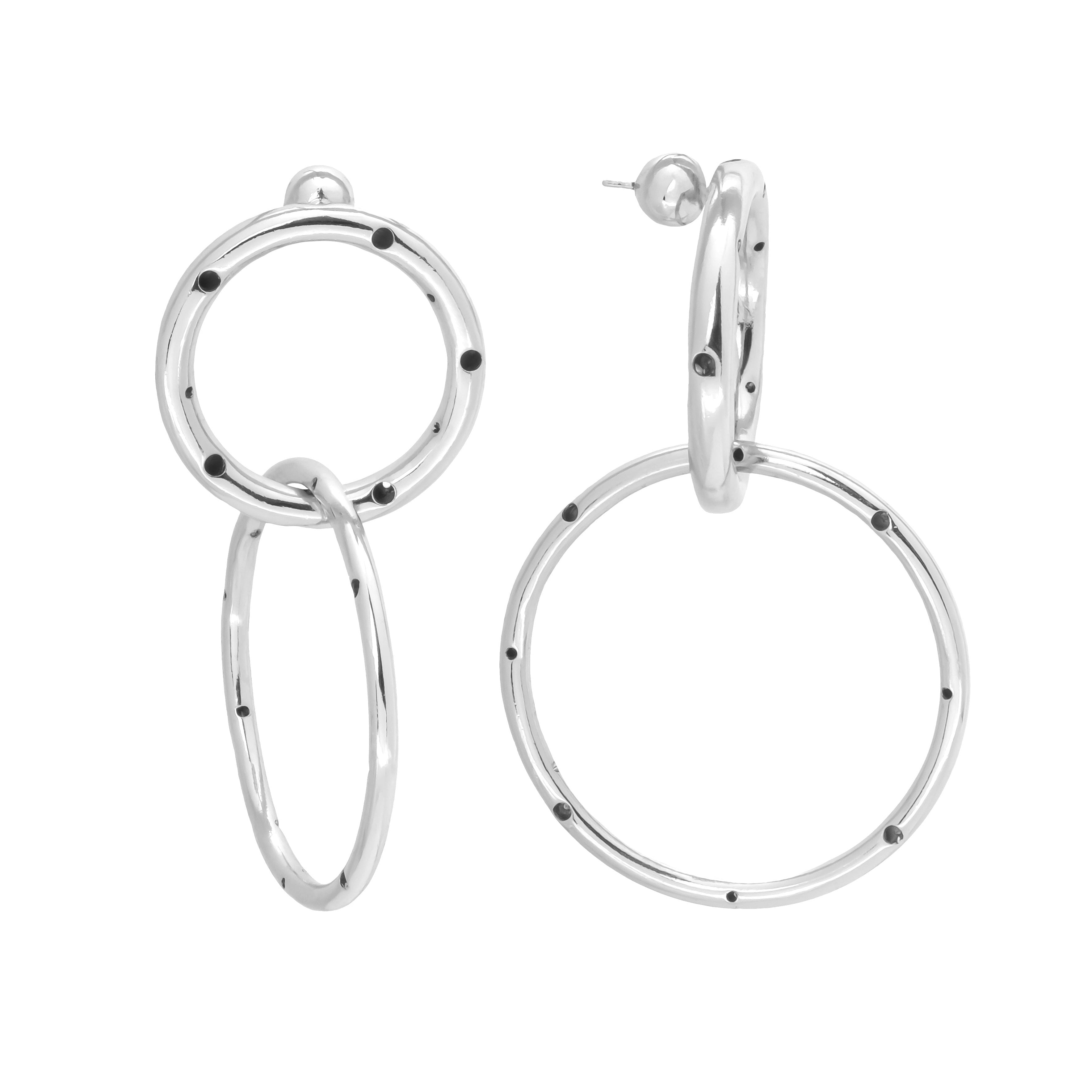 TWO RING EARRINGS BIG SILVER