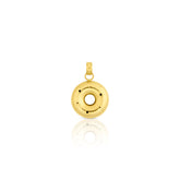 Gold or silver big donut-shaped pendant with a polished finish and subtle perforations, featuring a thick design and a sleek hoop attachment.