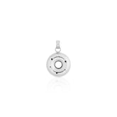 Silver big donut-shaped pendant with a polished finish and subtle perforations, featuring a thick design and a sleek hoop attachment.