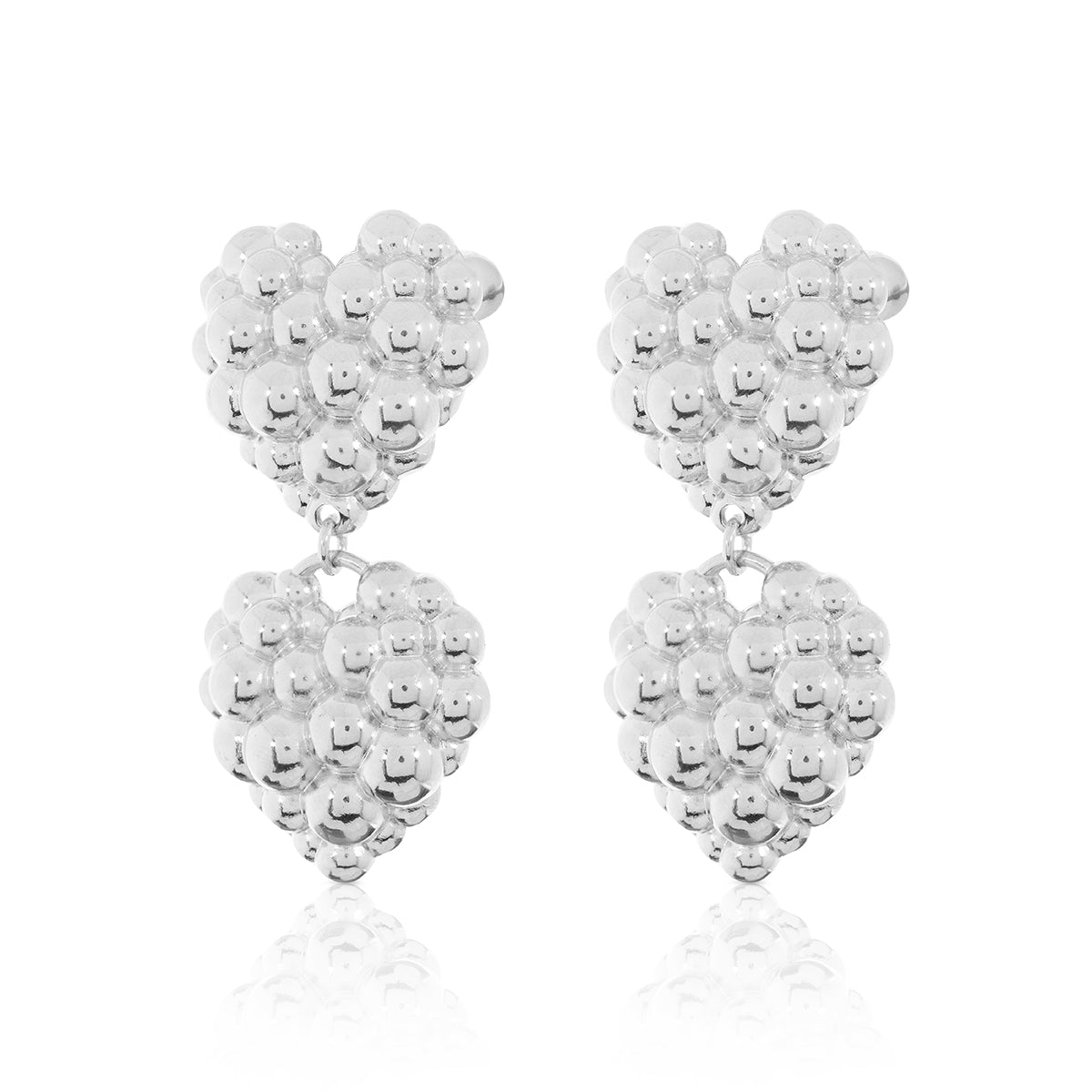 DOUBLE LOVE EARRING - LARGE SILVER