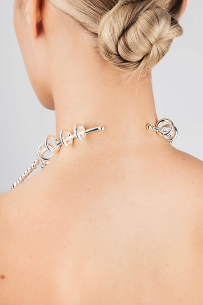 AROS CHOKER WITH BUBBLES SILVER