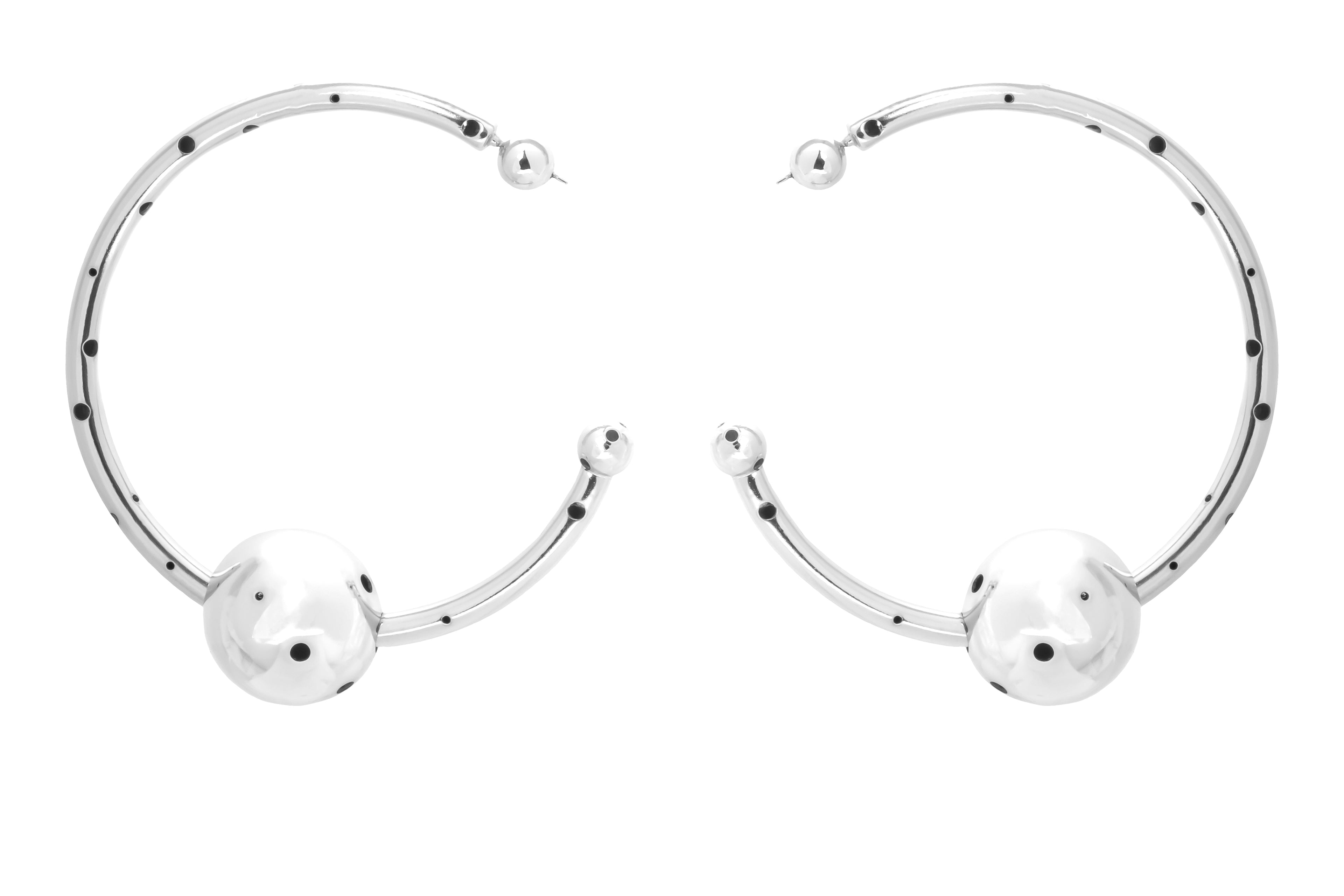 BIG BUBBLE TUBE HOOPS / NECKLACE SILVER