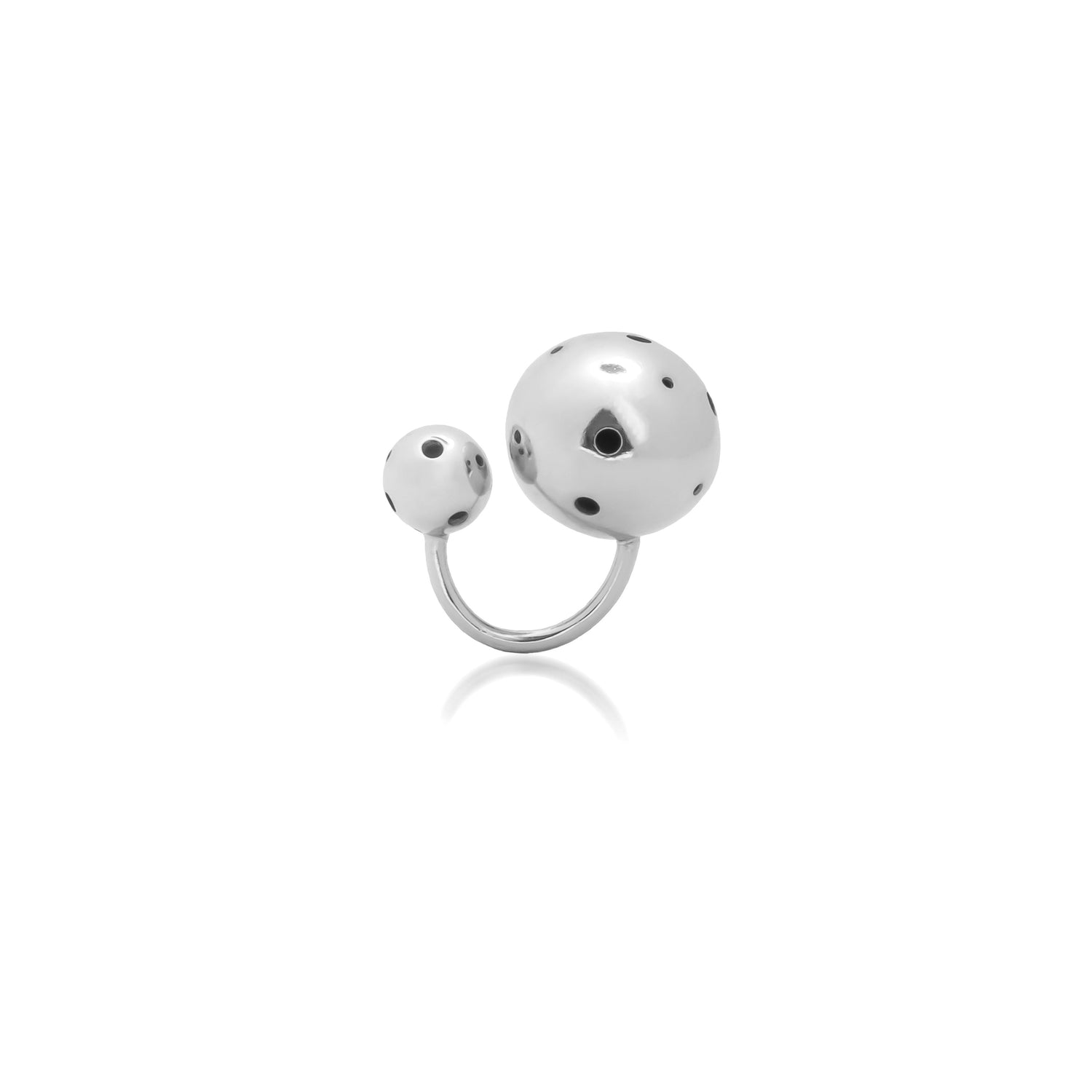 MEDIUM BUBBLE RING &amp; EARCUFF SILVER