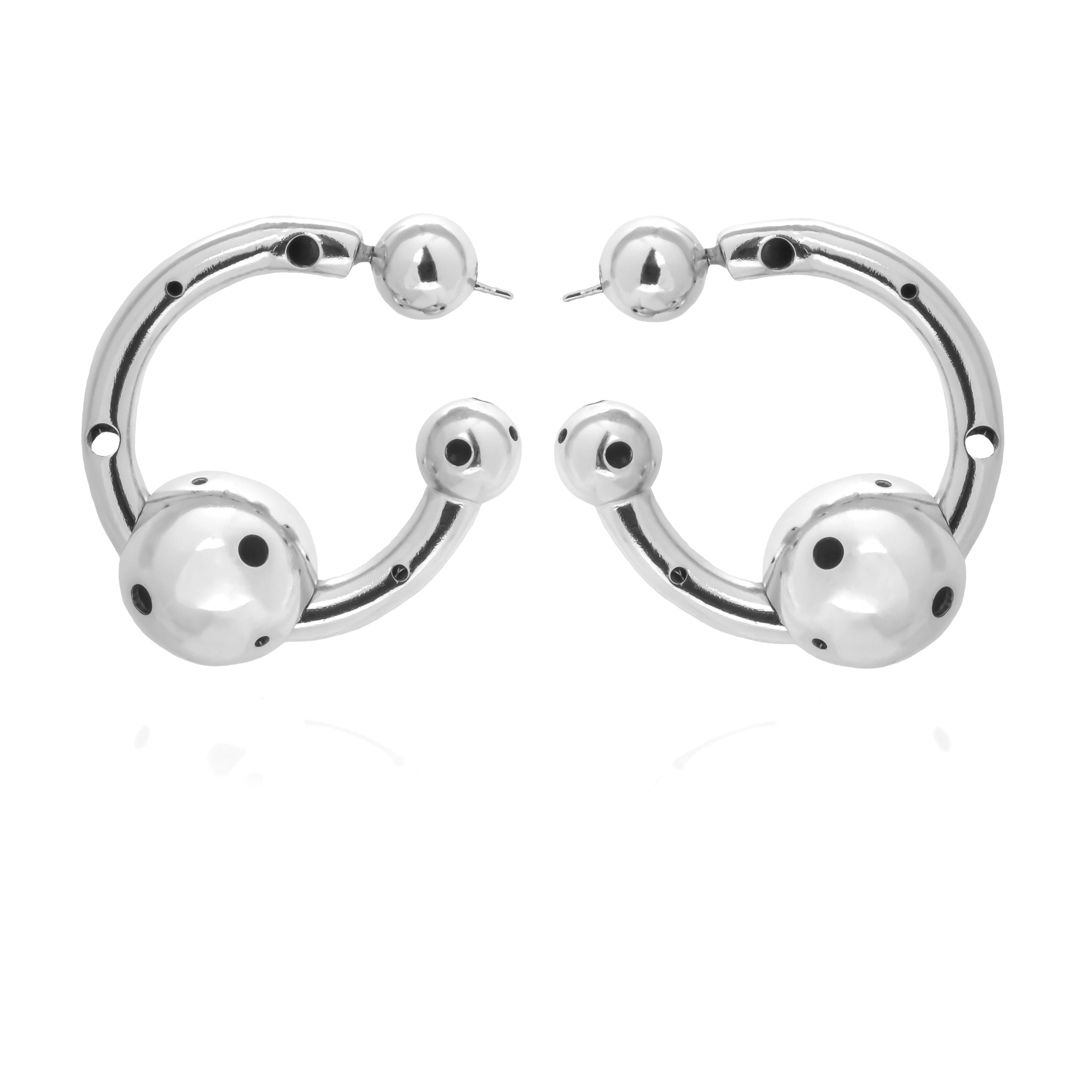 SMALL BUBBLE TUBE HOOPS / NECKLACE SILVER