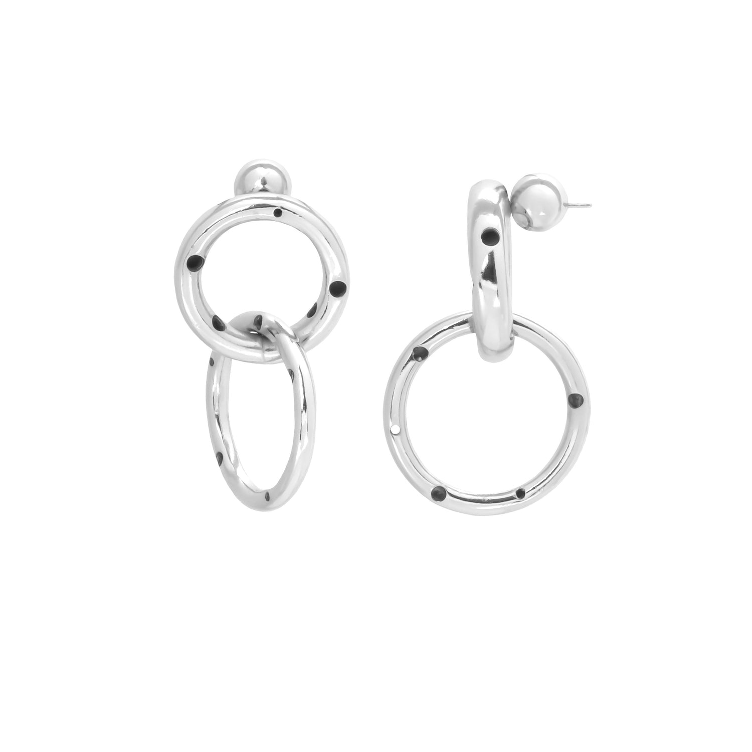 TWO RING EARRINGS SMALL SILVER